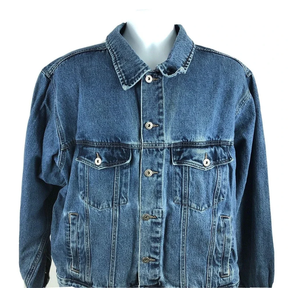 Wrangler‎ Hero Denim Jacket Blue Jean Western Trucker Vintage 90s Boxy Fit Large